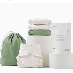 Esembly Organic Cotton Reusable Baby Cloth Diaper Set - Sage & Cream - Size 1